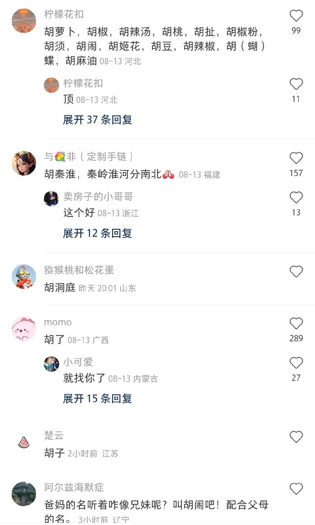 父母都姓胡，宝宝起什么名，这届网友都是懂起名的，要被笑死了